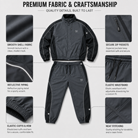 Ensemble de survêtement homme personnalisé avec logo OEM, veste zippée et pantalon de jogging, passepoil colorblock, streetwear, fournisseur en gros pour marques de mode