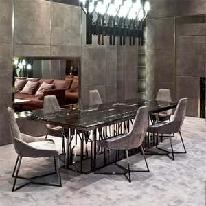 New Arrival Esstisch Marmor <strong>Stable</strong> Nordic Rectangle Stainless Steel Wire Marble Top Dining <strong>Table</strong> - Product Image 5