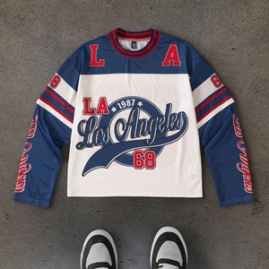 Camiseta Deportiva de Malla para Hombre, Estilo Urbano, con Estampado Gráfico Digital Personalizado, Hombros Caídos, Manga Larga Doble - Product Image 2