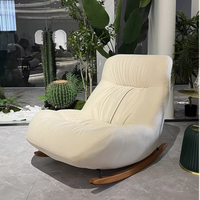 Fauteuil de salon minimaliste moderne crème, chaise à bascule d'appoint bohème, design ergonomique, en bois, pour chambre, appartement, salle à manger, hôtel - Simple