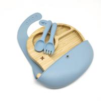 Ensemble de vaisselle pour enfants en bambou écologique de haute qualité, motif koala, personnalisé, sans BPA, assiette à ventouse divisée pour bébé et tout-petit