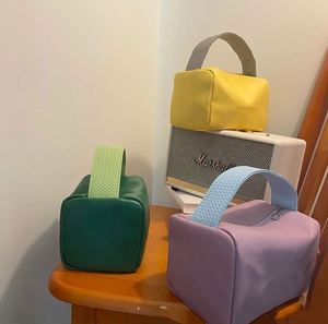BSCI Factory Portable New Candy Color <b>Leather</b> Large Capacity Makeup <b>Bag</b> Square Cosmetics Women's <b>Toiletry</b> <b>Bag</b> - Product Image 1