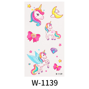 2023 pegatinas de tatuaje de papel impermeables personalizadas lindo diseño de unicornio aplicación corporal temporal para niños al por mayor <span class=keywords><strong>en</strong></span> <span class=keywords><strong>Amazon</strong></span> - Product Image 1