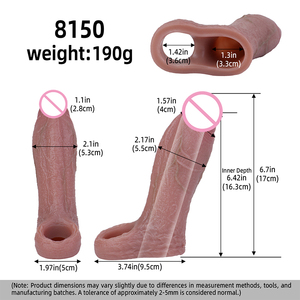 SXXY Nouvelle manchon d'extension de pénis à extrémité fermée de 6,9 pouces, en silicone réaliste couleur chair, pour l'amélioration masculine, produit pour adultes - Product Image 6