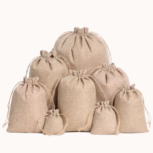 Sacs en toile de jute avec cordon de serrage, pochettes cadeaux en lin avec corde en lin, 7x9cm, sac en jute naturel pour bijoux, anneaux, colliers, bonbons, cadeaux de mariage - Product Image 1
