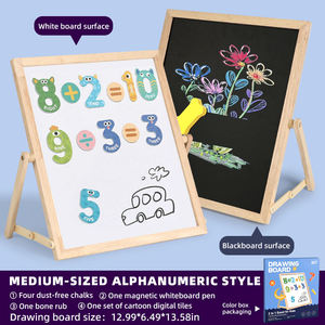 Деревянная детская двухсторонняя доска для рисования <span class=keywords><strong>2</strong></span> в 1, художественная доска для рисования, игрушка Монтессори, развивающие игрушки для детей - Product Image 5