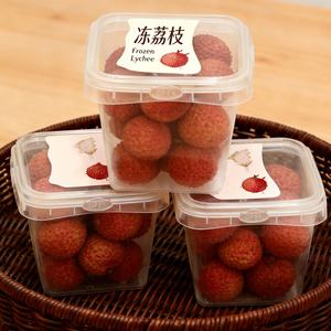 Lychee fruit packaging <b>plastic</b> <b>container</b> clear <b>square</b> 1L 30 oz with security lock lids and lable frozen - Product Image 1
