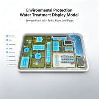 Modèle d'exposition de station d'épuration moderne pour la protection de l'environnement, pour usage en appartement, piscines bleues, réservoirs, ateliers, tuyaux, vert