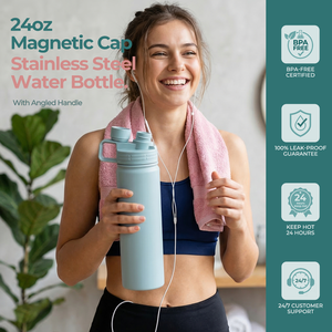 Nouvelle bouteille d'eau en acier inoxydable 304 à double paroi de 24 oz sans BPA 2026 avec poignée portable pour activités de plein air ZD2601465 - Product Image 3
