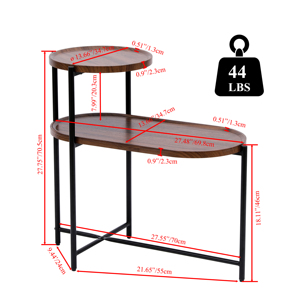 2 Tier Modern Side <b>Table</b> <b>Walnut</b> Brown Metal Frame Living Room End <b>Table</b> <b>Coffee</b> <b>Table</b> Storage Shelf - Product Image 4