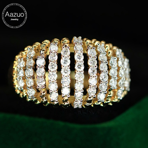 Aazuo – bijoux de luxe en or jaune massif 18 carats, diamants naturels taille brillant, 12.8MM, bague à grandes lignes, cadeau haut de gamme pour femme - Product Image 1