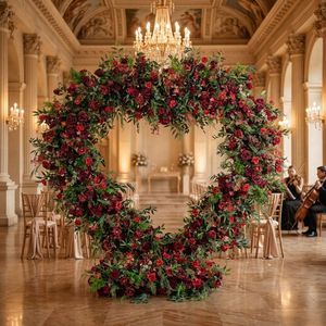 Arco Floral de Boda en Forma de Corazón Rojo de Lujo con Arreglo de Flores Artificiales de Seda para Decoración de Eventos Románticos y Fiestas de Compromiso - Product Image 3