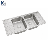 Évier de cuisine double en acier inoxydable 304, style moderne, taille standard, à cuve profonde, très populaire