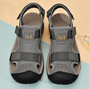 Sandales de sport pour hommes en cuir véritable avec protection des orteils en caoutchouc, chaussures de rivière, chaussures de plage, chaussures aquatiques, chaussures de marche aquatiques - Product Image 5