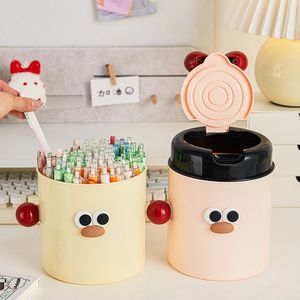 سلة مهملات كرتونية للمكتب، حاوية تخزين منزلية عالية الجودة بغطاء، وعاء صغير لحفظ الأدوات المكتبية والأقلام - Product Image 3