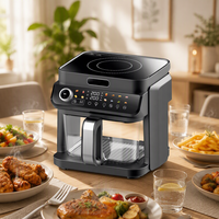 Friteuse à air 2-en-1 8QT 1500W, 12 préréglages, contrôle numérique, revêtement antiadhésif PTFE, design carré, fenêtre de visualisation en verre, classe d'efficacité énergétique