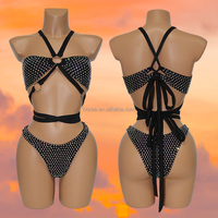 S665 personnalisé une pièce diamant Bikini maillot de bain pour femmes Sexy Blink strass coupe haute exotique Dancewear usine décapant tenue