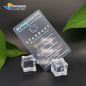 Fornecedor de impressão de plástico de alta qualidade, cartão de visita em PVC transparente e holográfico personalizado a laser dourado transparente