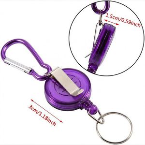 Custom Logo Retractable ID <b>Badge</b> Reel Key Holder Carabiner <b>Clip</b> with Split Ring for Promotional Activities - Product Image 4