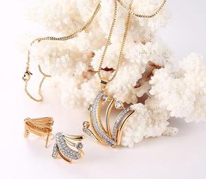 Joyería Dubaistyle, Juego de Joyería Chapada en Oro de 18K, Collar de Lujo y Aretes de Aspecto Elegante, Joyería de Moda que No se Deslustra - Product Image 4