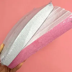 Anpassen Körnung Starkes Schleifpapier Wasch bare rosa Schleif nägel Feilen block Halbmond Kalk Nagel feilen