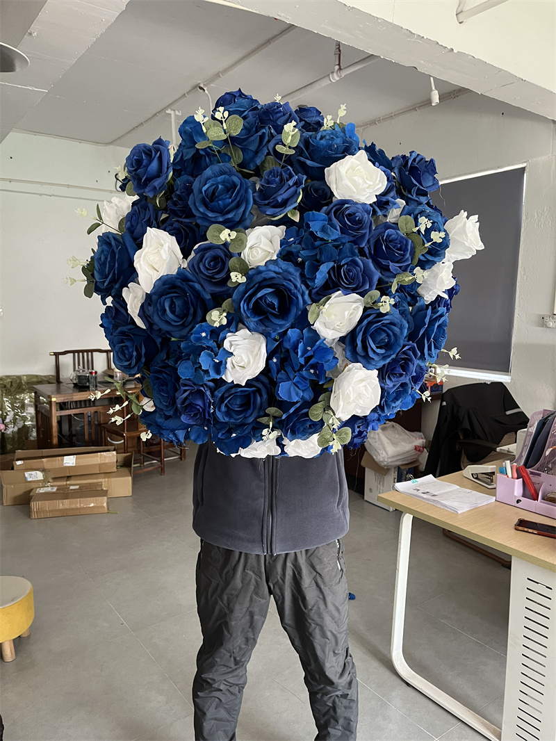 Centre de table floral bleu roi - 60 cm # 1
