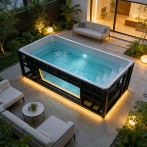 Piscina Elevada de Madera y Fibra de Vidrio WPC para Exteriores, Paisajismo, Fácil de Instalar, Piscina Pequeña y Grande, Piscina con Marco - Product Image 1