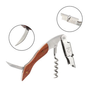 Tire-bouchon en métal avec manche en bois, gravure laser du logo, vente en gros, prix usine, ouvre-bouteille de vin pour cuisine - Product Image 3