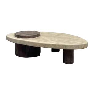 Modern Premium Solid Suar Wood Extendable Unique Handmade Rania Cross Section <b>Coffee</b> <b>Table</b> for Living Room - Product Image 1