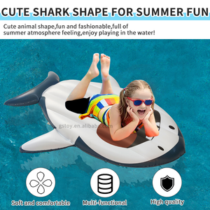 Flotador Inflable de Tiburón para Niños, Diversión Acuática, Colchoneta Flotante de PVC, Tubo Flotante para Piscina - Product Image 2