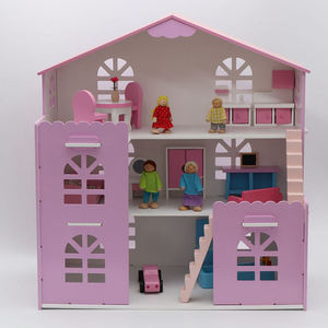 Nuevo juego de simulación de Casa de Castillo de madera incluye Mini cuna <span class=keywords><strong>escaleras</strong></span> armario casa de muñecas muebles juguete para niñas niños - Product Image 6