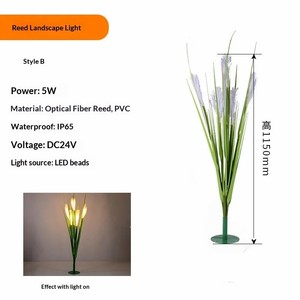 Lámpara Solar para Jardín, Simulación de Flor de Bulrush, Lámpara de Fibra Óptica, Impermeable, para Exteriores, Iluminación de Caminos - Product Image 3