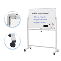 Tableau blanc mobile double face en acier durable XMS XMS-980 avec support et roulettes pour l'école ou le bureau