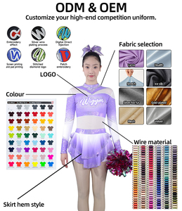 OEM Service Cheerleaders Custom Teenagers Cheer Practice Wear Printed Beaded <b>Polyester</b> Spandex Sports Bras and Skirts - Product Image 2
