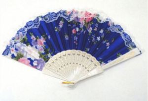 Abanico de Mano de Plástico Blanco de 23 cm, con Diseño Multicolor en Tela Satinada y Encaje, para Fiestas, Promociones, Año Nuevo y Pascua - Product Image 6