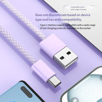 Cable de Carga Rápida de Cobre Puro con Trenzado de Nailon de 3FT 6FT 10FT, PD 60w, USB a Tipo-C, Cable de Datos Colorido para Teléfonos Inteligentes