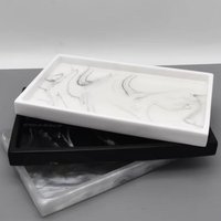 Plateau rectangulaire en résine marbrée blanche, idéal pour le rangement sur comptoir de salle de bain d'hôtel, pour l'organisation de cosmétiques et de bijoux - Vente chaude