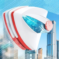 Nettoyeur de vitres magnétique double face en plastique rempli d'eau sans traces, corde de sécurité, écologique, durable, nettoyage de vitres hautes