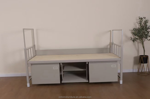 Lit superposé double réglable d'occasion à prix abordable avec bureau et tiroirs – Mobilier moderne en métal et bois pour dortoir et chambre d'école - Product Image 6