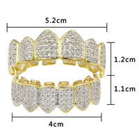 Rappeur haut et bas en laiton, bijoux de corps à la mode deux tons couleur plaquée Halloween Vampire crocs Zircon GRILLS