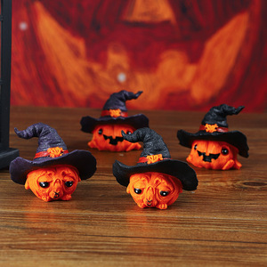 ของตกแต่งเรซิ่นรูปหัวฟักทองศิลปะลึกลับ ของประดับตกแต่งฮาโลวีน งานฝีมือ ของตกแต่งชั้นวางหนังสือบนโต๊ะ - Product Image 4