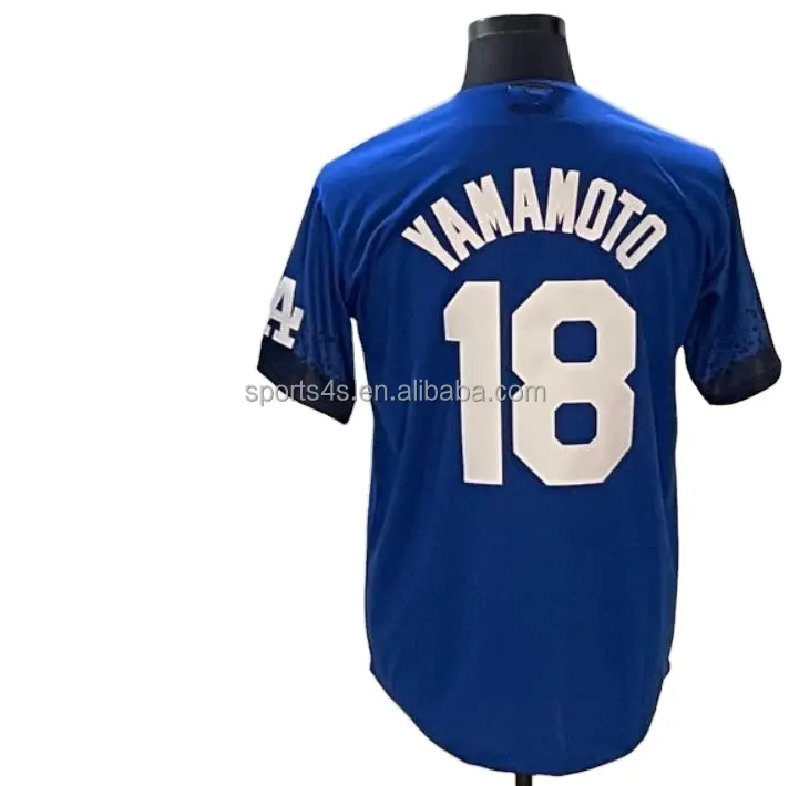 Camisa de beisebol para homens Yoshinobu Yamamoto 1 de alta qualidade costurada por atacado barato para Los Angeles Dodgers-team