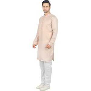 Kurta traditionnel en coton pour hommes, manches longues |   Kurta longue respirante pour festival ethnique, mariage ou tenue décontractée, coupe régulière, pour usage quotidien - Product Image 3