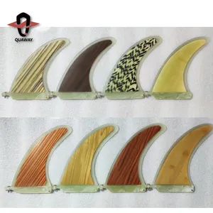 Waterplay Surfing Surfboard Center Single Fin Custom Fiberglass Bamboo Wood 6'' To 12'' Longboard Fins SUP Surfboard Fins