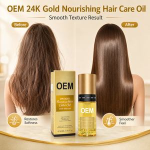 น้ำมันบำรุงเส้นผมสูตรเข้มข้นผสมทองคำ OEM Luxury Gold Infused Hair Care Oil Argan Oil Serum สำหรับผมแห้งเสียชี้ฟู ป้องกันความร้อน เพิ่มความเงางาม - Product Image 6