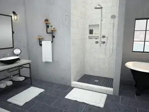 Harga pabrik 60X36in PVC pusat pembuangan ubin siap mandi dasar dengan pusat terintegrasi PVC penguras tunggal Tileable Shower Pan