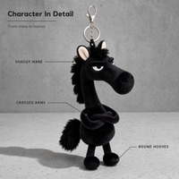 Porte-clés amusant en forme de cheval noir, pendentif mignon poney pour sac, breloque de sac à dos, mousqueton pour clés de sac à main