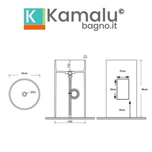Moderno Freestanding bianco opaco MIL-FB Kamalu lavabo in pietra e granito materiale per alberghi ville bagni - Product Image 5