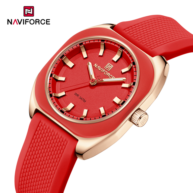 NAVIFORCE 5061 Red Face Watch Quartz Silicone Alloy Watch for Women Original Design Manufacturers Elegant Uhr Damen