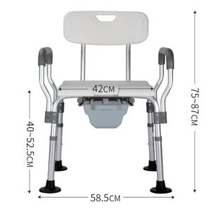 Aluminum Alloy Shower <b>Stool</b> With Non Slip Seat And Backrest For Elderly Bathroom Use 200kg Capacity <b>Adjustable</b> <b>Height</b> - Product Image 2